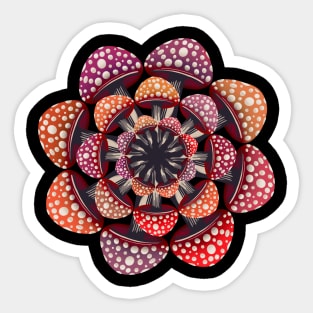 Reddish colored mushroom mandala Sticker